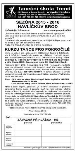 Pokračovací kurz - Taneční škola Trend