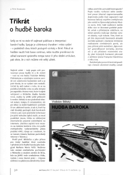 Třikrát o hudbě baroka