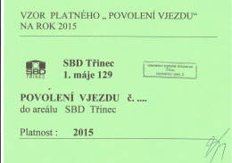 VZOR PLATNÉHO „ POVOLENÍ VJEZDU“ NA ROK 2015