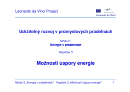 Možnosti úspory energie - Leonardo Sustainability