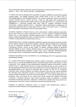 Zpráva statutárního orgánu za období I.pololetí 2015