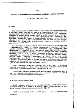 STATISTICKÉ TOLERANČNÍ MEZI-z PRO HUMI