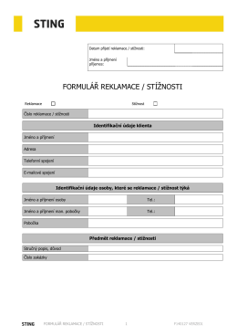 Formulář Reklamace / stížnosti (formát PDF)