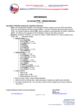 informace k turnaji VTM v Ml.Boleslavi 16.1.2015