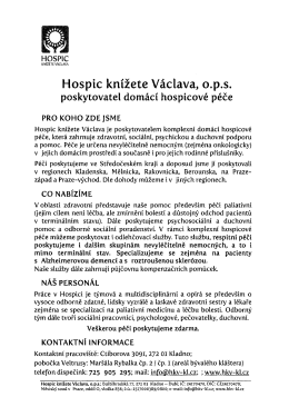 Hospic knížete Václava, o.p.s., poskytovatel domácí hospicové péče