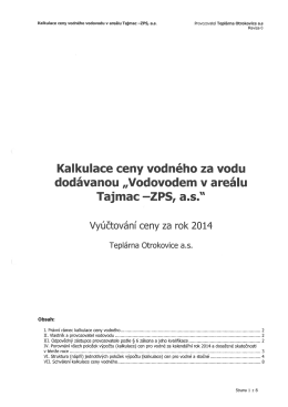 Kalkulace ceny vodného za vodu