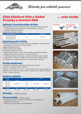 Silné hliníkové fólie a Aloha! naše služby