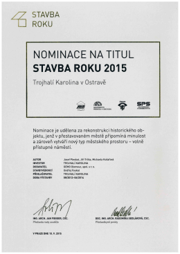 NOMINACE NA TITUL STAVBA ROKU 2015