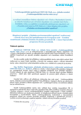 „Vodohospodářská stavba roku 2014“