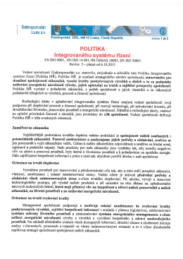 Politika Integrovaného systému řízení