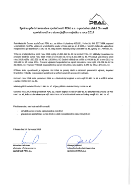 Zpráva představenstva ZDE