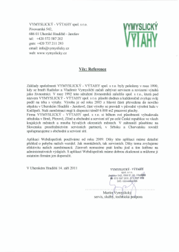 VYMYSLICKÝ - VÝTAHY Spol- s r-O