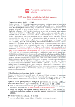 SZZ únor 2016 — přehled důležitých termínů