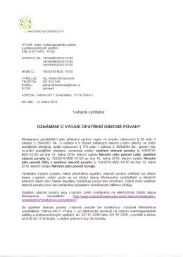 Veřejná vyhláška_Oznámení o vydání opatření obecní