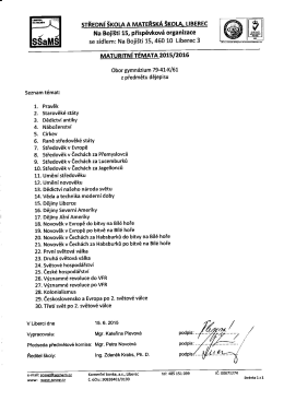 Dějepis - Středn&iacute; &scaron;kola a Mateřsk&aacute; &scaron;kola Na Boji&scaron;ti 15, Liberec