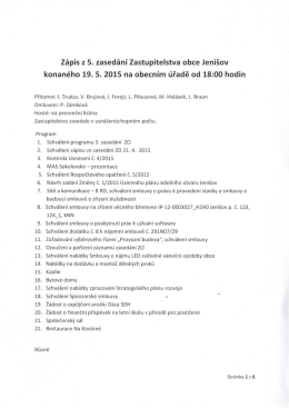 Zápis z 5. zasedání Zastupitelstva obce Jenišov