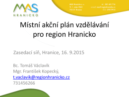 Místní akční plán vzdělávání pro region Hranicko