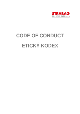 CODE OF CONDUCT ETICKÝ KODEX