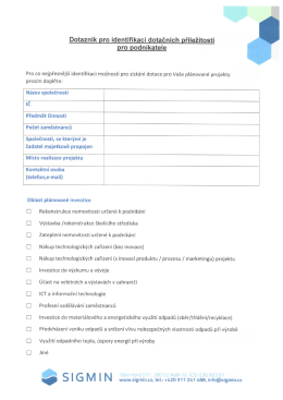 Dotaznik pro indentifikaci dotačn&iacute;ch př&iacute;ležitost&iacute; pro podnikatele