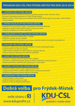 Zde stahujte volební program KDU - ČSL pro Frýdek