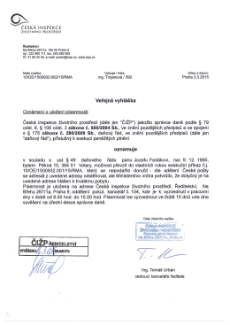 oznámení o uložení písemnosti - Česká inspekce životního prostředí