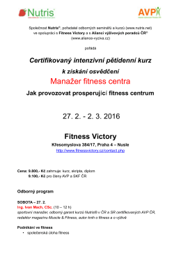 Manažer fitness centra Fitness Victory Křesomyslova 384/17