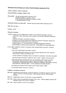 Strukturovan&yacute; životopis pro členy Česk&eacute; l&eacute;kařsk&eacute; akademie (ČLA)