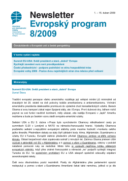 Newsletter Evropského programu 08/2009
