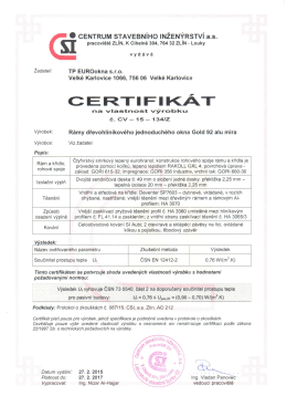 Certifik&aacute;t okno GOLD 92 ALU