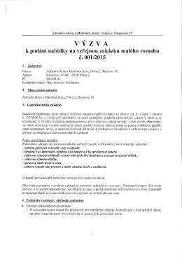 Výzva k podání nabídky na zakázku 001/2015