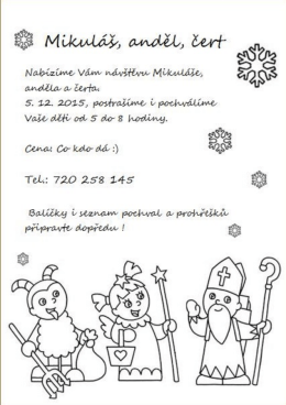 Nabídka - Návštěva Mikuláše, anděla a čerta 5.12.2015