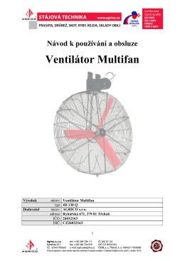 Stájový ventilátor - návod k používání a obsluze