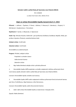 Zápis ze schůzky Rady SRPŠ konané dne 8. 4. 2015
