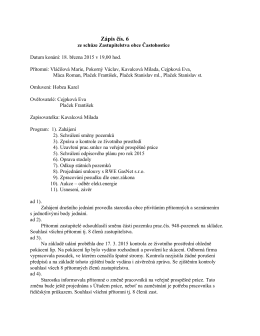 Usnesení ZO č. 6 ze dne 18. 3. 2015