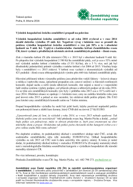 Tisková zpráva Praha, 8. března 2016 Výsledek hospodaření