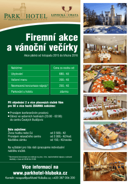 Firemní akce - Parkhotel Hluboká nad Vltavou