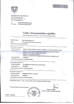 Výpis z živnostenského rejstříku