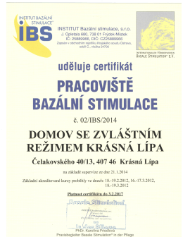 Certifikát | Institut bazální stimulace