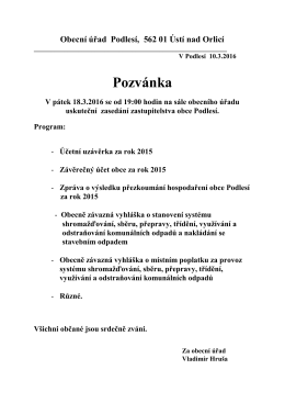 Obecní úřad v Podlesí, 561 13 SUDSLAVA, okr. Ústí nad Orlicí