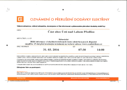 Ozn&aacute;men&iacute; o přeru&scaron;en&iacute; dod&aacute;vky elektřiny (ČEZ)