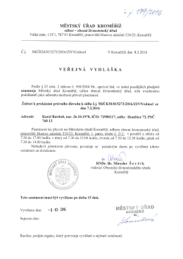 veřejná vyhláška, Karel Bardoň, Honětice 73, Honětice