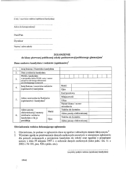 Zgłoszenie dziecka zamieszkałego w obwodzie