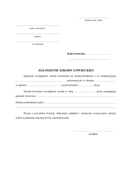 Zgłoszenie szkody łowieckiej – pobierz pdf