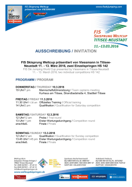 Ausschreibung Weltcup Titisee-Neustadt 2016