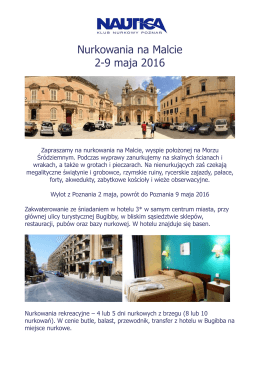 Nurkowania na Malcie 2-9 maja 2016