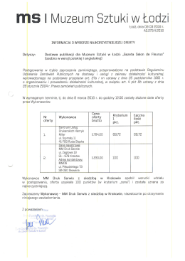 Informacja o wyborze najkorzystniejszej oferty