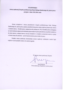 Stanowisko strony społecznej