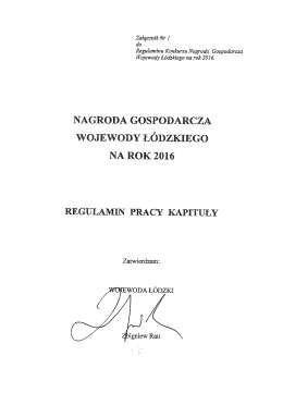 Regulamin Pracy Kapituły konkursu Nagroda Gospodarcza