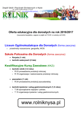 Oferta edukacyjna dla dorosłych 2016/2017