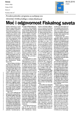 08.03.2016. Moć i odgovornost Fiskalnog saveta